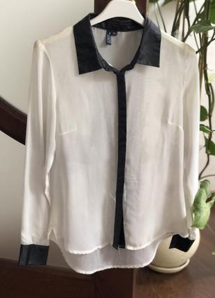 Шифонова Блуза з шкіряними вставками