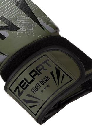 Перчатки боксерские zelart bo-2533 6-14 унций черный-зеленый3 фото
