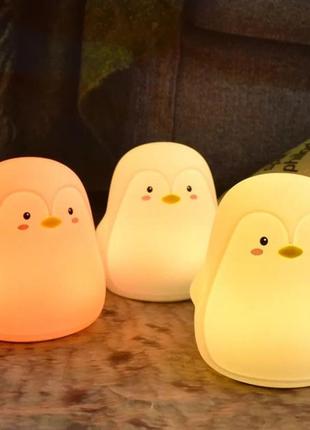 Силиконовый ночник пингвин с сенсорным управлением pv-955 7 цветов