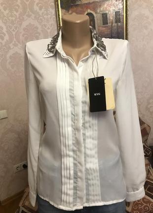 Шикарная шифоновая блуза mango с расшитым воротником