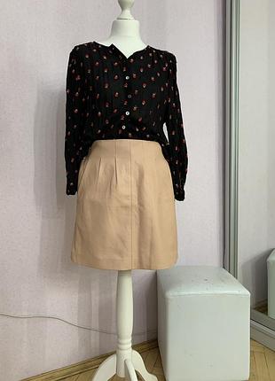 Спідниця шкіра натуральна пудрова