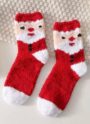Теплі новорічні шкарпетки (носки) в кулі у вигляді ялинкової прикраси. червоні з сантою . 35-39 розмір2 фото