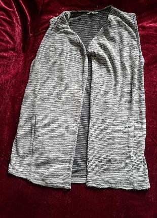 Вязаный кардиган жакет с карманами меланж батал