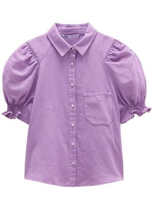 Новая льняная блуза рубашка zara1 фото