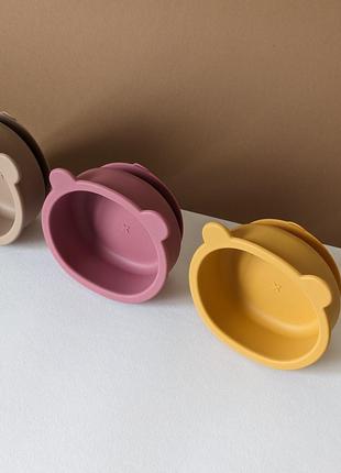Тарілка силіконова дитяча,глибока ведмедик, силіконовий посуд для першого прикорму8 фото