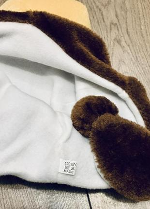 Меховая шапка на флисовой подкладке обезьянка 🙉 (унисекс) для детей и взрослых4 фото