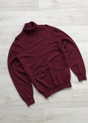 Шерстяний гольф, светр, джемпер gant fine merino wool turtleneck sweater burgundy2 фото