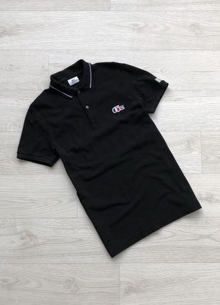 Футболка поло lacoste france logo regular fit polo shirt black