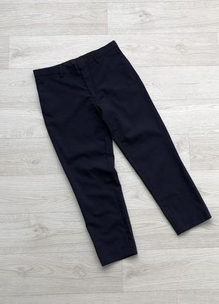 Класичні шерстяні штани cos melange wool slim fit pants navy3 фото