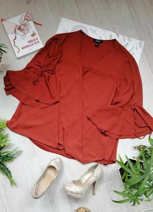 Блузка блуза кофточка цегляного кольору червоні цегла з імітацією на запах теракот1 фото