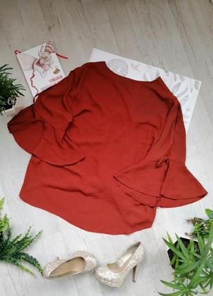 Блузка блуза кофточка цегляного кольору червоні цегла з імітацією на запах теракот6 фото