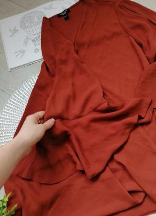 Блузка блуза кофточка цегляного кольору червоні цегла з імітацією на запах теракот5 фото