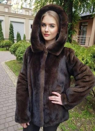 Розкішна норкова шуба  махагон