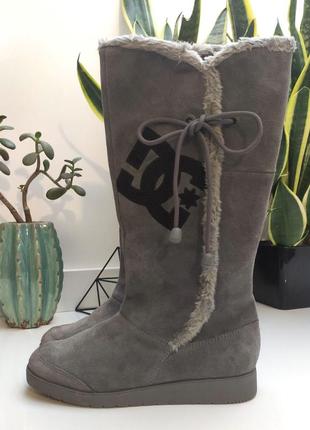 Чоботи сапоги зима dc 36 сірий натуральна шкіра замша 2