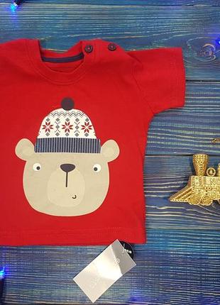 Новорічна футболка з ведмедиком для хлопчика на 3-6 місяців primark
