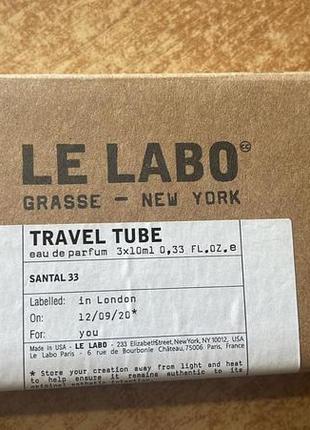 Le labo santal 33 миниатюра travel tube 3 шт по 10 мл