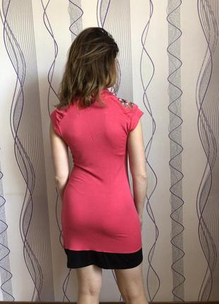 Трикотажное розовое платье/туника2 фото