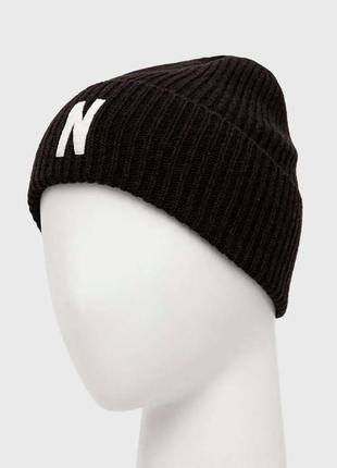 Шерстяная шапка norse projects merino lambswool rib n logo beanie2 фото