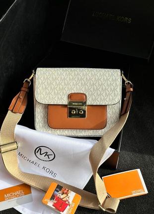 Сумка кроссбоді premium michael kors sloan editor medium bag cream