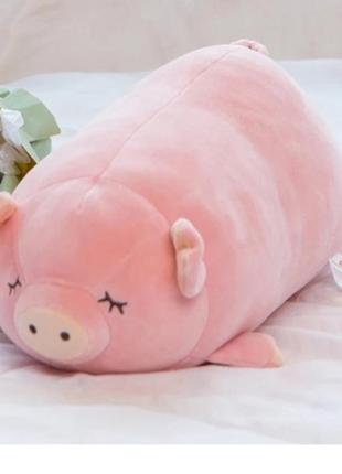 М'яка іграшка антистрес подушка свиняча 45 см рожева3 фото