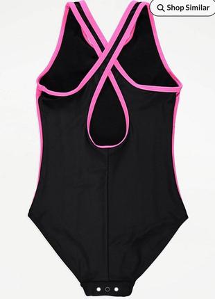Купальник на дівчинку спортивний купальник рожевий з чорним суцільний купальник george - 7,8 років2 фото