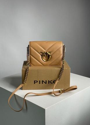 Женская сумка pinko mini love bag click big chevron beige люкс качество