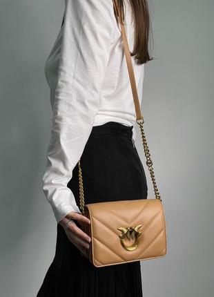 Женская сумка pinko mini love bag click big chevron beige люкс качество3 фото