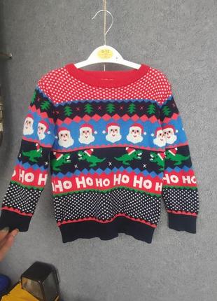 Суперовий новорічний светрик 2-3 р новогодний свитер кофта мальчику дед мороз