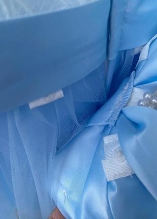 Платье для малышки, бело-голубое, р. 80 см.6 фото