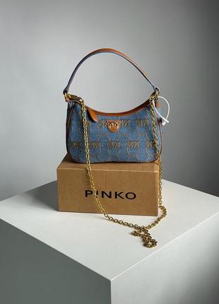 Женская сумка pinko half moon mini denim люкс качество