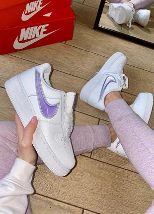 Кроссовки nike air force 1 white & purple кросівки5 фото