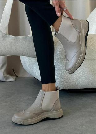Шкіряні жіночі черевики ботінки челсі з натуральної шкіри