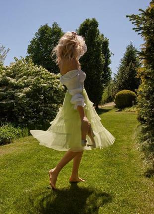 Фатиновая пышная салатовая юбка миди mohito.5 фото