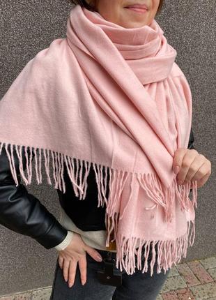 Шарф палантин женский розовый кашемир2 фото