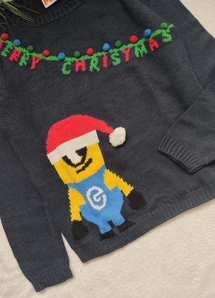 Детский новогодний свитер с миньоном, размер 13 лет3 фото