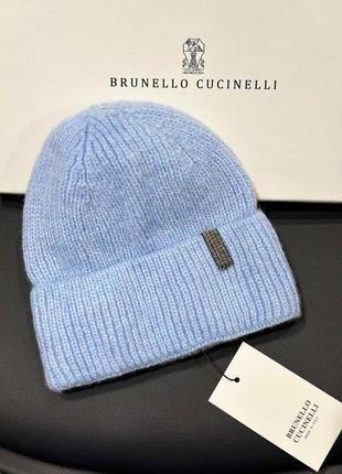Голубая кашемировая шапка брунело brunello3 фото