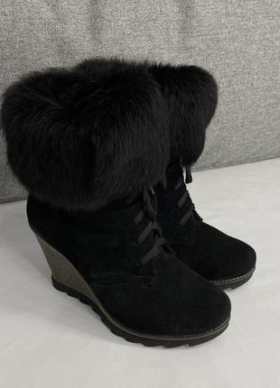 Зимние ботинки на овчине. размер 39. б/у.