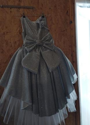 Серебряное белое платье выпускное снежинка фатиновое нарядное бальное2 фото