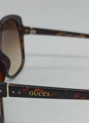 Очки в стиле gucci женские солнцезащитные уценка тигровые коричневые большие5 фото