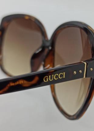 Очки в стиле gucci женские солнцезащитные уценка тигровые коричневые большие8 фото