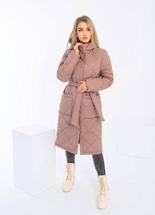 Пальто зима❄️ женское стеганое мокко, черный2 фото