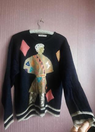 Дизайнерський художній вінтажний светр від malina wong1 фото