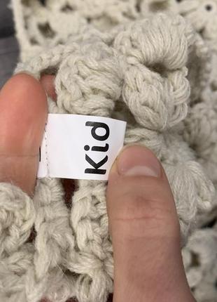 Плед зв‘язаний гачком kid з квітами бежевий