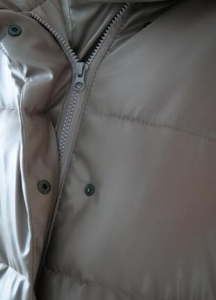 Куртка зимняя из экокожи капучино бежевая6 фото