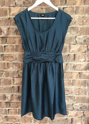 Легке ізумрудне плаття з поясом h&m, розмір s