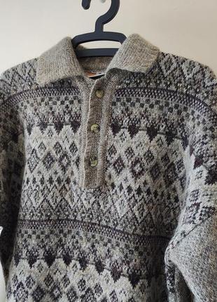 100% шерстяной свитер / винтажная мужская кофта / теплая с новогодним орнаментом2 фото
