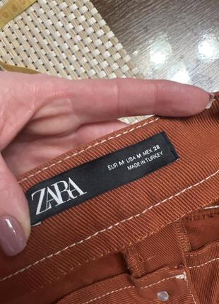 Юбка zara а-силуэт однотонная коричневая кэжуал хлопок классная стильная модная трендовая модель5 фото