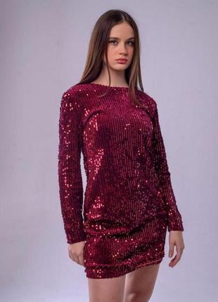 Платье женская короткая мини с пайетками бархатная нарядная праздничная новогодняя на новый год корпоратив красивая черная серая серебристая серебристая бордовая красная4 фото