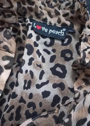 Блуза шифон гіпюр леопардова напівпрозора з рюшами3 фото
