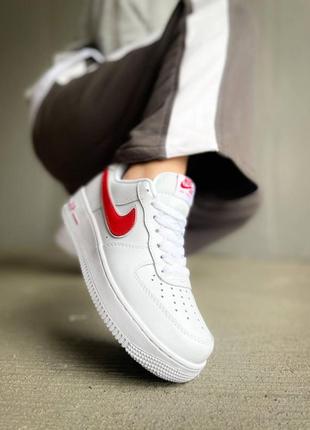Кроссовки nike air force 1 low " white/red"10 фото